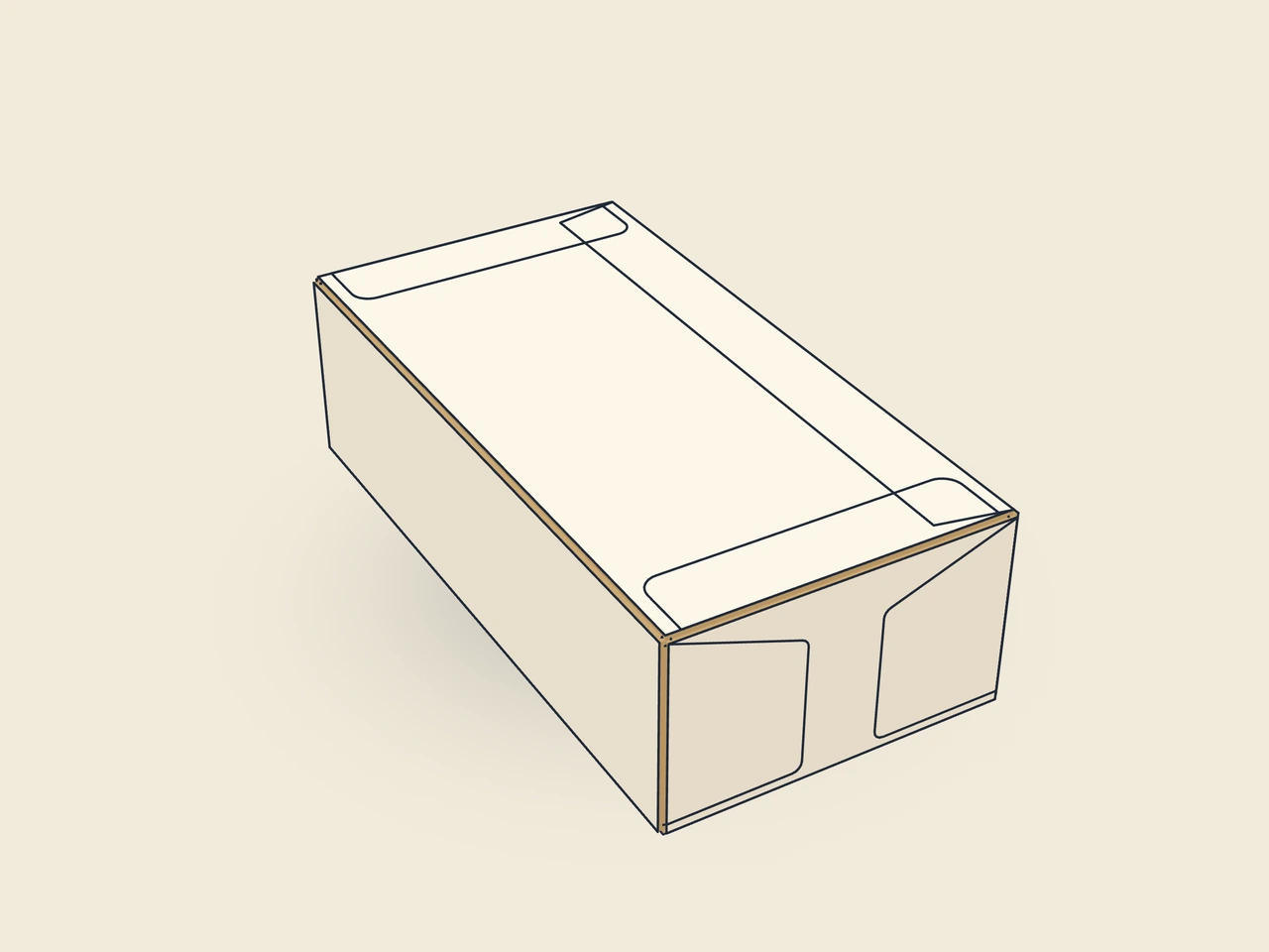 Caja con cierre de lengüeta y ventana