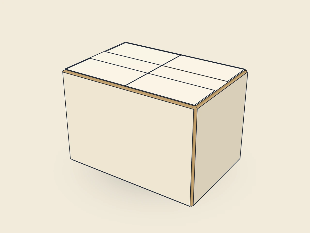 Slotted container with meeting inner flaps