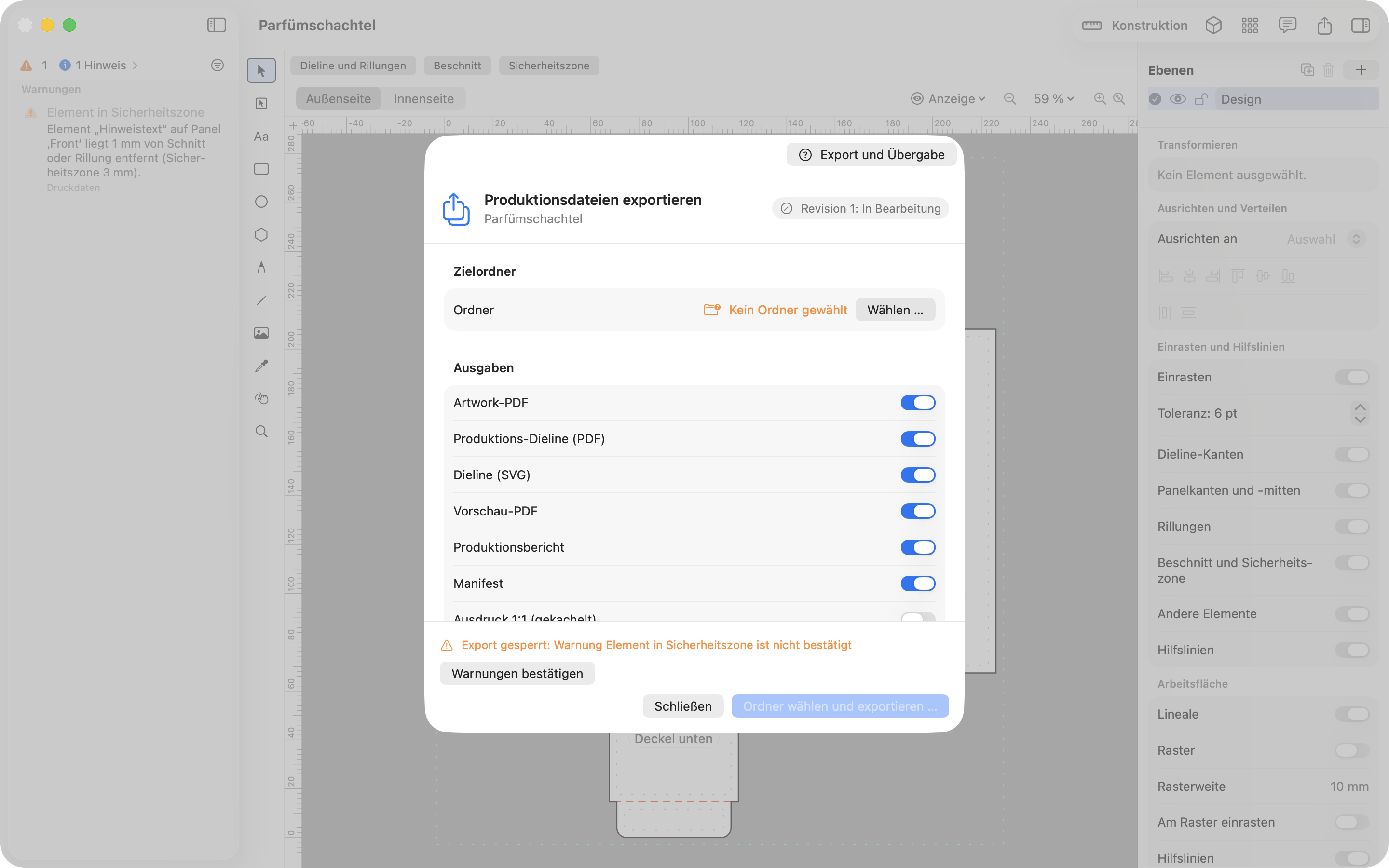 Export und Übergabe – JetDieline